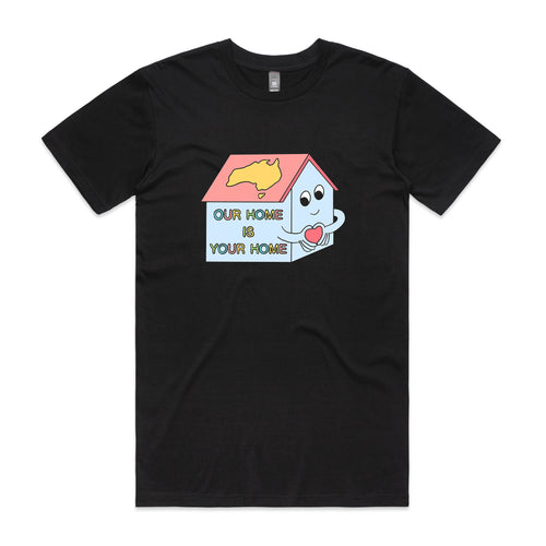 Our Home Tee by Lonely Kids Club. All clothing from our T-shirts to our shorts and hoodies are ethically made, and printed packed and shipped from Sydney.