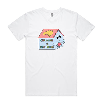 Our Home Tee by Lonely Kids Club. All clothing from our T-shirts to our shorts and hoodies are ethically made, and printed packed and shipped from Sydney.