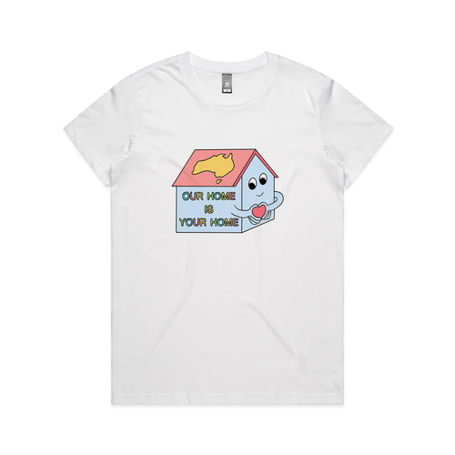 Our Home Tee by Lonely Kids Club. All clothing from our T-shirts to our shorts and hoodies are ethically made, and printed packed and shipped from Sydney.