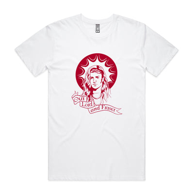 Our Lord and Fraser Tee by Lonely Kids Club. All clothing from our T-shirts to our shorts and hoodies are ethically made, and printed packed and shipped from Sydney.