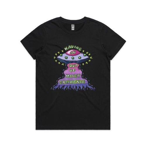 Out Of Money Experience Tee by Lonely Kids Club. All clothing from our T-shirts to our shorts and hoodies are ethically made, and printed packed and shipped from Sydney.