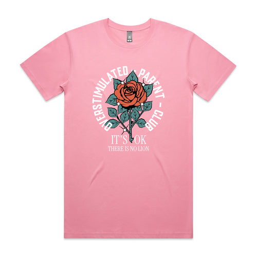 Overstimulated Parent Club Tee by Lonely Kids Club. All clothing from our T-shirts to our shorts and hoodies are ethically made, and printed packed and shipped from Sydney.