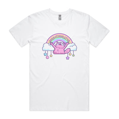 Overstimulated Rainbow Tee by Lonely Kids Club. All clothing from our T-shirts to our shorts and hoodies are ethically made, and printed packed and shipped from Sydney.
