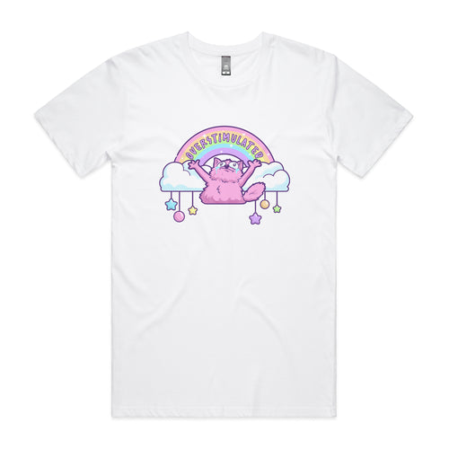 Overstimulated Rainbow Tee by Lonely Kids Club. All clothing from our T-shirts to our shorts and hoodies are ethically made, and printed packed and shipped from Sydney.