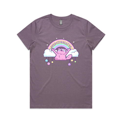 Overstimulated Rainbow Tee by Lonely Kids Club. All clothing from our T-shirts to our shorts and hoodies are ethically made, and printed packed and shipped from Sydney.