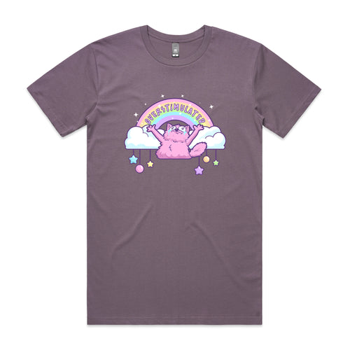Overstimulated Rainbow Tee by Lonely Kids Club. All clothing from our T-shirts to our shorts and hoodies are ethically made, and printed packed and shipped from Sydney.