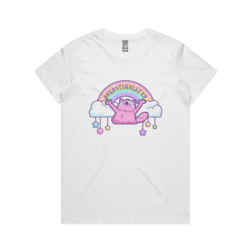 Overstimulated Rainbow Tee by Lonely Kids Club. All clothing from our T-shirts to our shorts and hoodies are ethically made, and printed packed and shipped from Sydney.