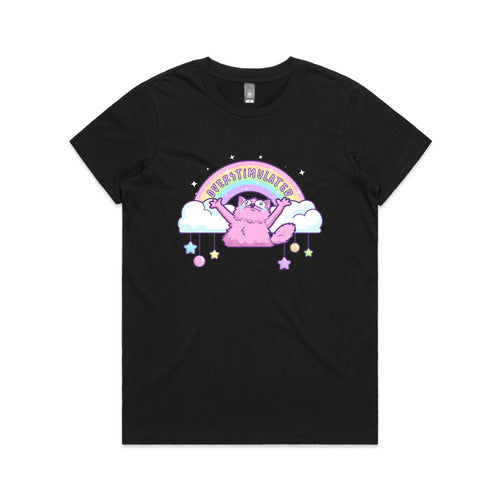 Overstimulated Rainbow Tee by Lonely Kids Club. All clothing from our T-shirts to our shorts and hoodies are ethically made, and printed packed and shipped from Sydney.