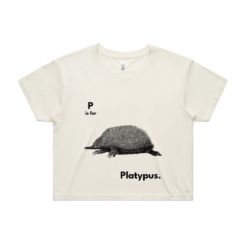 P Is For Platypus Tee by Lonely Kids Club. All clothing from our T-shirts to our shorts and hoodies are ethically made, and printed packed and shipped from Sydney.