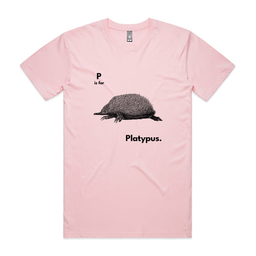 P Is For Platypus Tee by Lonely Kids Club. All clothing from our T-shirts to our shorts and hoodies are ethically made, and printed packed and shipped from Sydney.