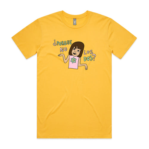 Porque No Los Dos Tee by Lonely Kids Club. All clothing from our T-shirts to our shorts and hoodies are ethically made, and printed packed and shipped from Sydney.