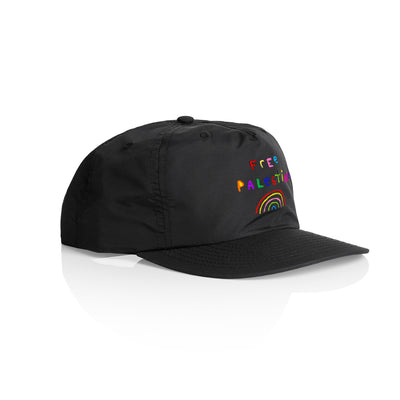 Free Palestine Charity Hat by Lonely Kids Club. All clothing from our T-shirts to our shorts and hoodies are ethically made, and printed packed and shipped from Sydney.