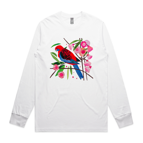 Paper Crimson Rosella Tee by Lonely Kids Club. All clothing from our T-shirts to our shorts and hoodies are ethically made, and printed packed and shipped from Sydney.