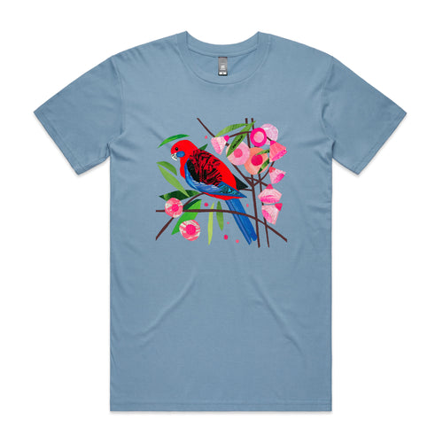 Paper Crimson Rosella Tee by Lonely Kids Club. All clothing from our T-shirts to our shorts and hoodies are ethically made, and printed packed and shipped from Sydney.