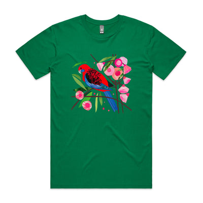 Paper Crimson Rosella Tee by Lonely Kids Club. All clothing from our T-shirts to our shorts and hoodies are ethically made, and printed packed and shipped from Sydney.