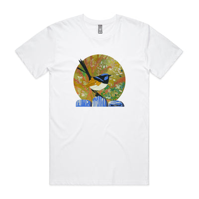 Paper Fairy Wren Tee by Lonely Kids Club. All clothing from our T-shirts to our shorts and hoodies are ethically made, and printed packed and shipped from Sydney.