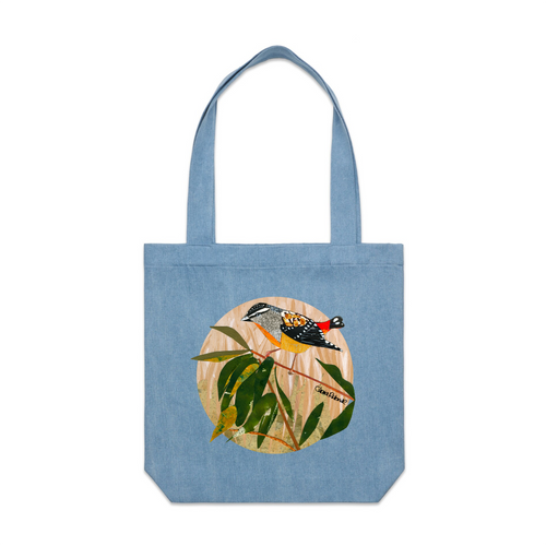 Paper Pardalote Tote by Lonely Kids Club. All clothing from our T-shirts to our shorts and hoodies are ethically made, and printed packed and shipped from Sydney.