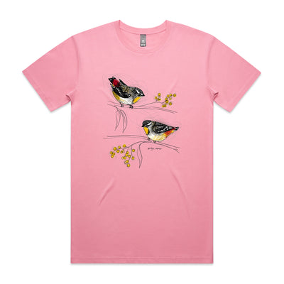 Spotted Pardalotes Tee by Lonely Kids Club. All clothing from our T-shirts to our shorts and hoodies are ethically made, and printed packed and shipped from Sydney.
