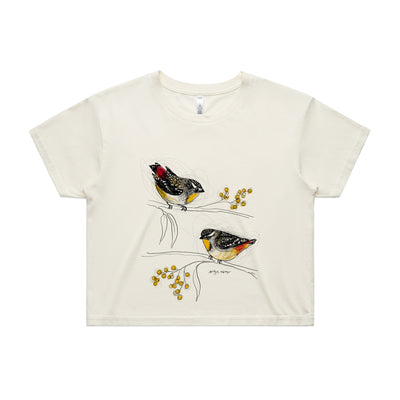 Spotted Pardalotes Tee by Lonely Kids Club. All clothing from our T-shirts to our shorts and hoodies are ethically made, and printed packed and shipped from Sydney.