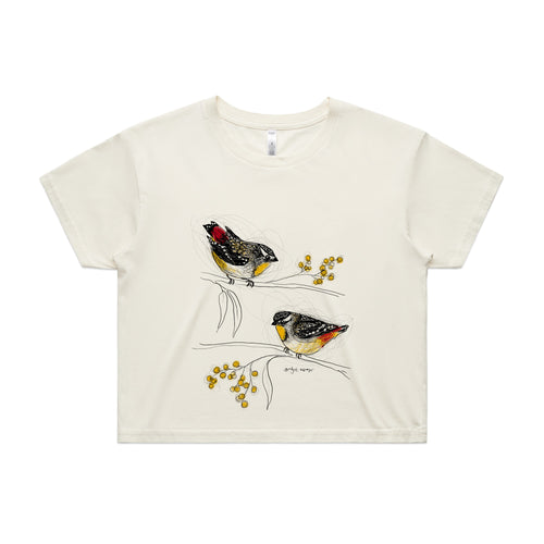 Spotted Pardalotes Tee by Lonely Kids Club. All clothing from our T-shirts to our shorts and hoodies are ethically made, and printed packed and shipped from Sydney.