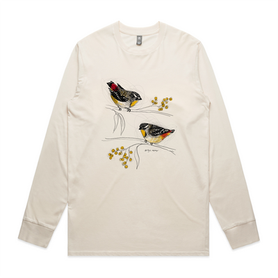 Spotted Pardalotes Tee by Lonely Kids Club. All clothing from our T-shirts to our shorts and hoodies are ethically made, and printed packed and shipped from Sydney.