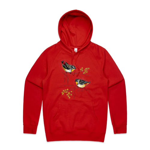 Spotted Pardalotes Hoodie by Lonely Kids Club. All clothing from our T-shirts to our shorts and hoodies are ethically made, and printed packed and shipped from Sydney.