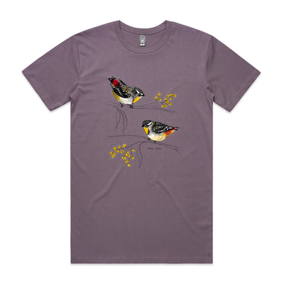 Spotted Pardalotes Tee by Lonely Kids Club. All clothing from our T-shirts to our shorts and hoodies are ethically made, and printed packed and shipped from Sydney.