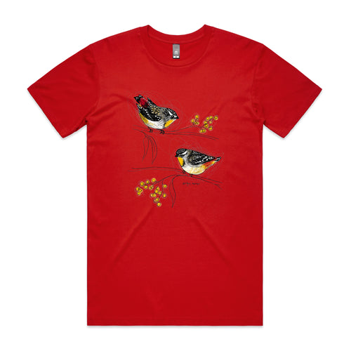 Spotted Pardalotes Tee by Lonely Kids Club. All clothing from our T-shirts to our shorts and hoodies are ethically made, and printed packed and shipped from Sydney.