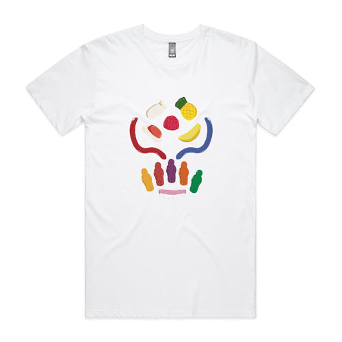 Party Mix Tee by Lonely Kids Club. All clothing from our T-shirts to our shorts and hoodies are ethically made, and printed packed and shipped from Sydney.