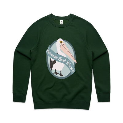 Passionate About Pelicans Jumper by Lonely Kids Club. All clothing from our T-shirts to our shorts and hoodies are ethically made, and printed packed and shipped from Sydney.