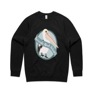 Passionate About Pelicans Jumper by Lonely Kids Club. All clothing from our T-shirts to our shorts and hoodies are ethically made, and printed packed and shipped from Sydney.