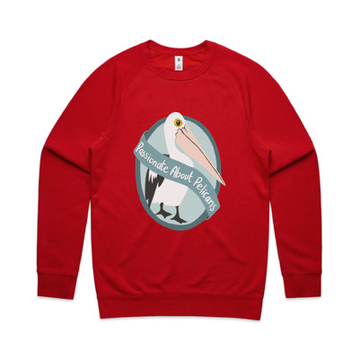 Passionate About Pelicans Jumper by Lonely Kids Club. All clothing from our T-shirts to our shorts and hoodies are ethically made, and printed packed and shipped from Sydney.