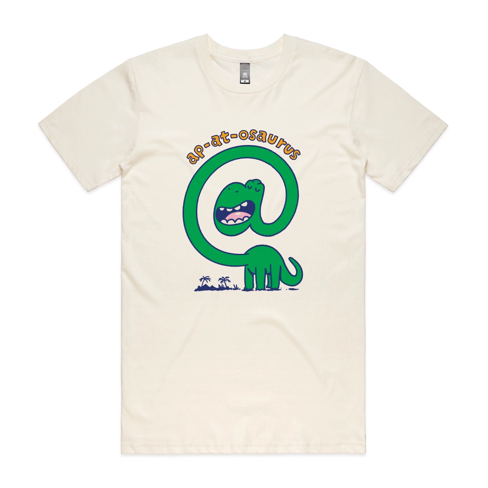 Ecru unisex t-shirt with Ap-at-osaurus graphic by Lonely Kids Club