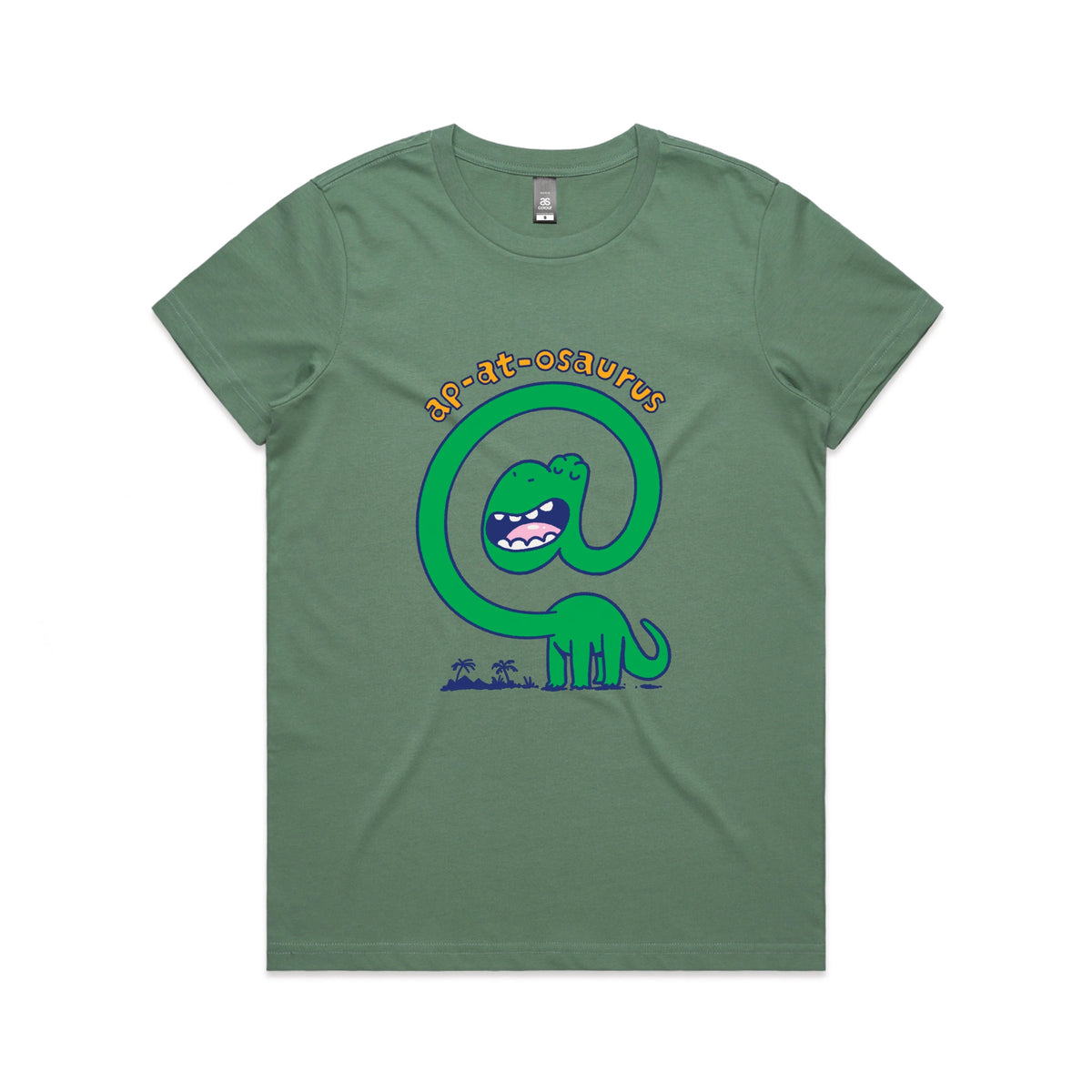 Sage fitted womens t-shirt with Ap-at-osaurus graphic by Lonely Kids Club