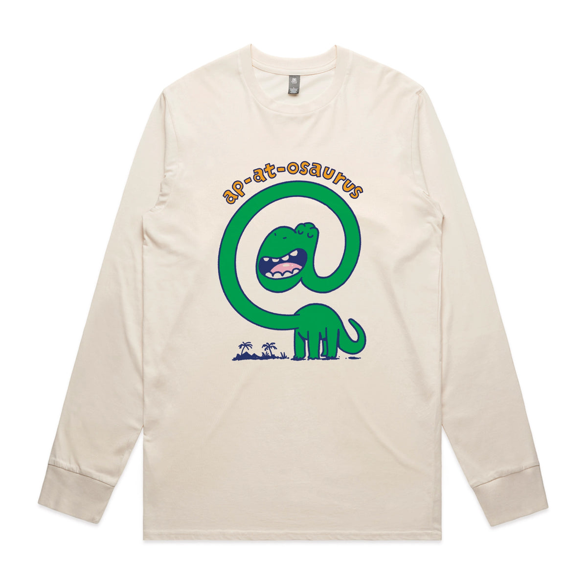 Ecru long sleeve t-shirt with Ap-at-osaurus graphic by Lonely Kids Club