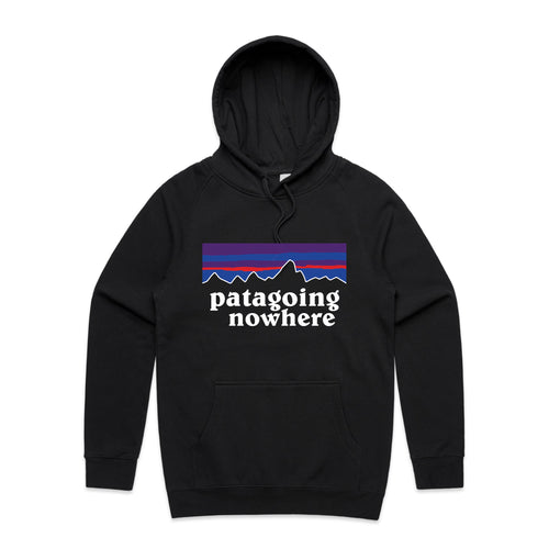 Patagoing Nowhere Hoodie by Lonely Kids Club. All clothing from our T-shirts to our shorts and hoodies are ethically made, and printed packed and shipped from Sydney.