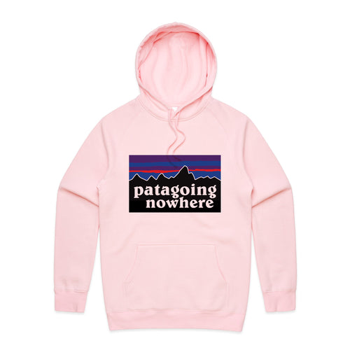 Patagoing Nowhere Hoodie by Lonely Kids Club. All clothing from our T-shirts to our shorts and hoodies are ethically made, and printed packed and shipped from Sydney.