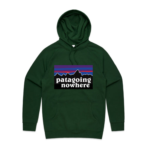 Patagoing Nowhere Hoodie by Lonely Kids Club. All clothing from our T-shirts to our shorts and hoodies are ethically made, and printed packed and shipped from Sydney.