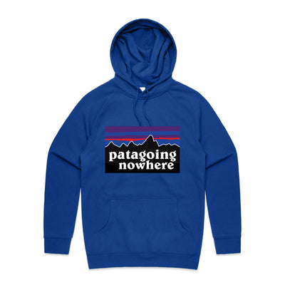 Patagoing Nowhere Hoodie by Lonely Kids Club. All clothing from our T-shirts to our shorts and hoodies are ethically made, and printed packed and shipped from Sydney.