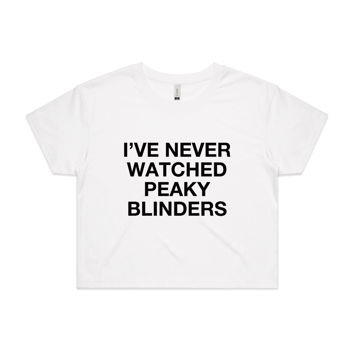 White crop top with Peaky Blinders TV design from Lonely Kids Club
