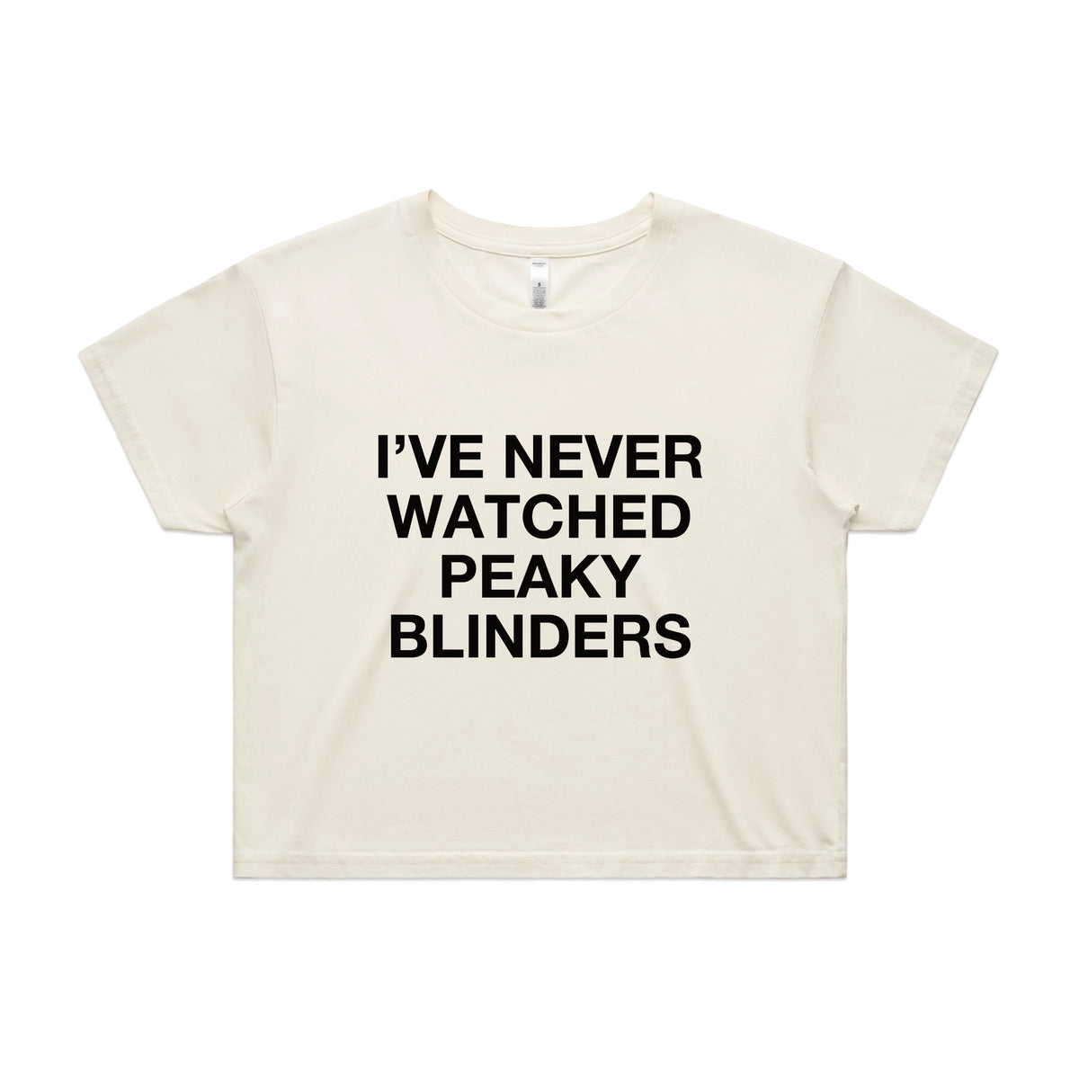 Ecru crop top with Peaky Blinders TV design from Lonely Kids Club