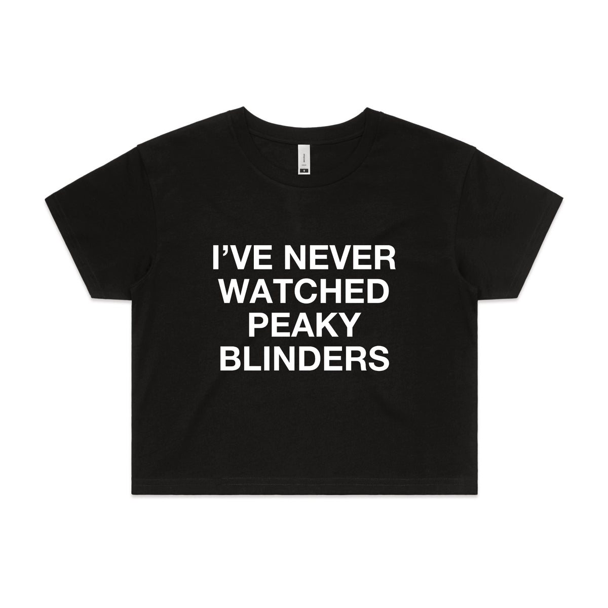 Black crop top with Peaky Blinders TV design from Lonely Kids Club