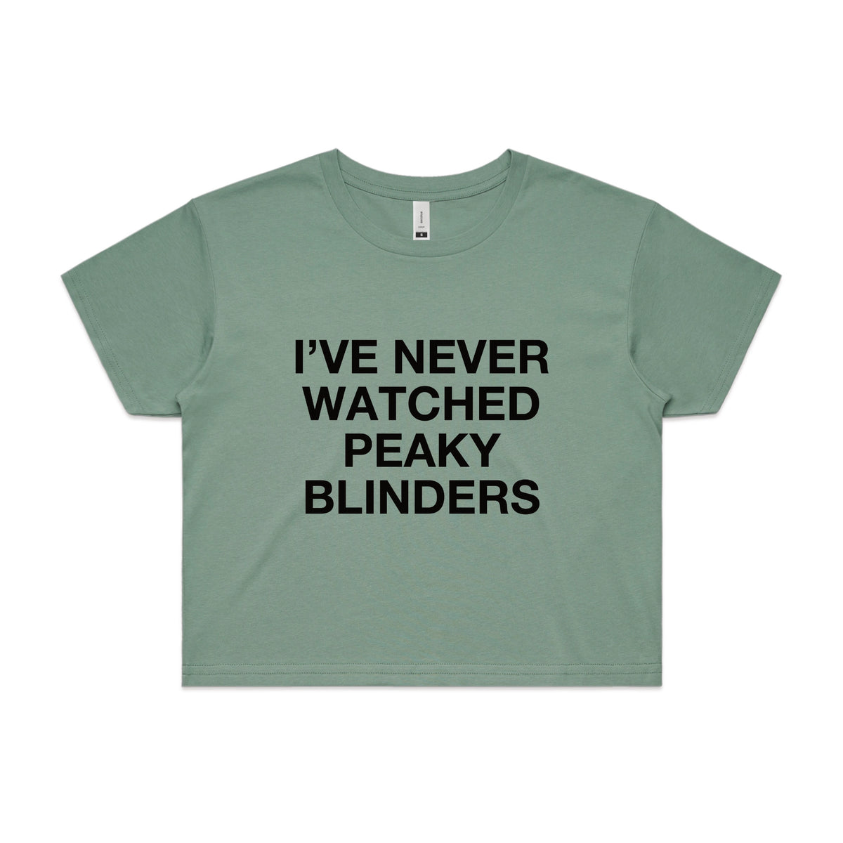 Sage crop top with Peaky Blinders TV design from Lonely Kids Club