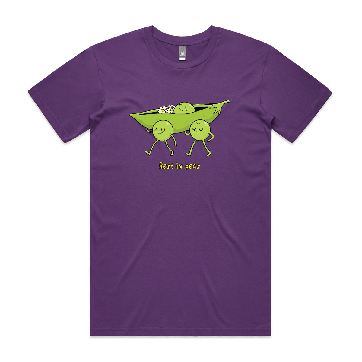 Purple unisex t-shirt with Rest In Peas graphic by Lonely Kids Club