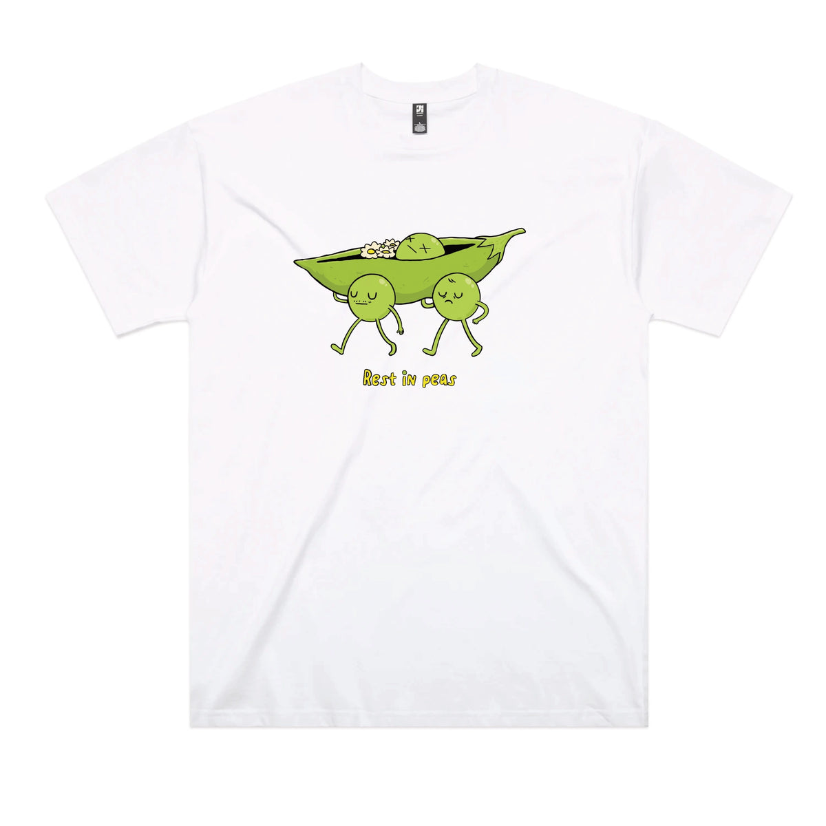 White oversized t-shirt with Rest In Peas graphic by Lonely Kids Club