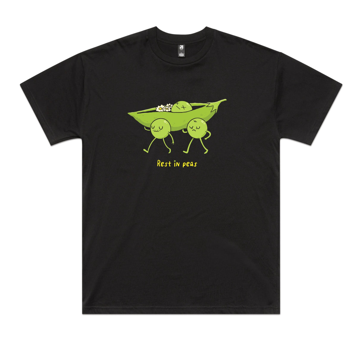 Black oversized t-shirt with Rest In Peas graphic by Lonely Kids Club
