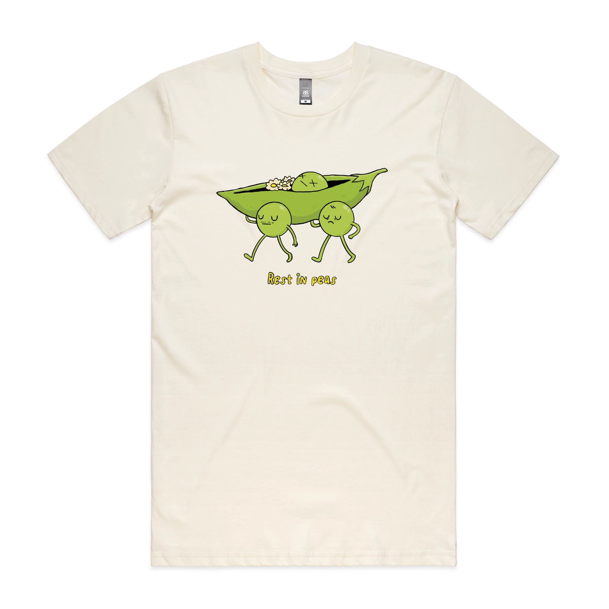 Ecru unisex t-shirt with Rest In Peas graphic by Lonely Kids Club