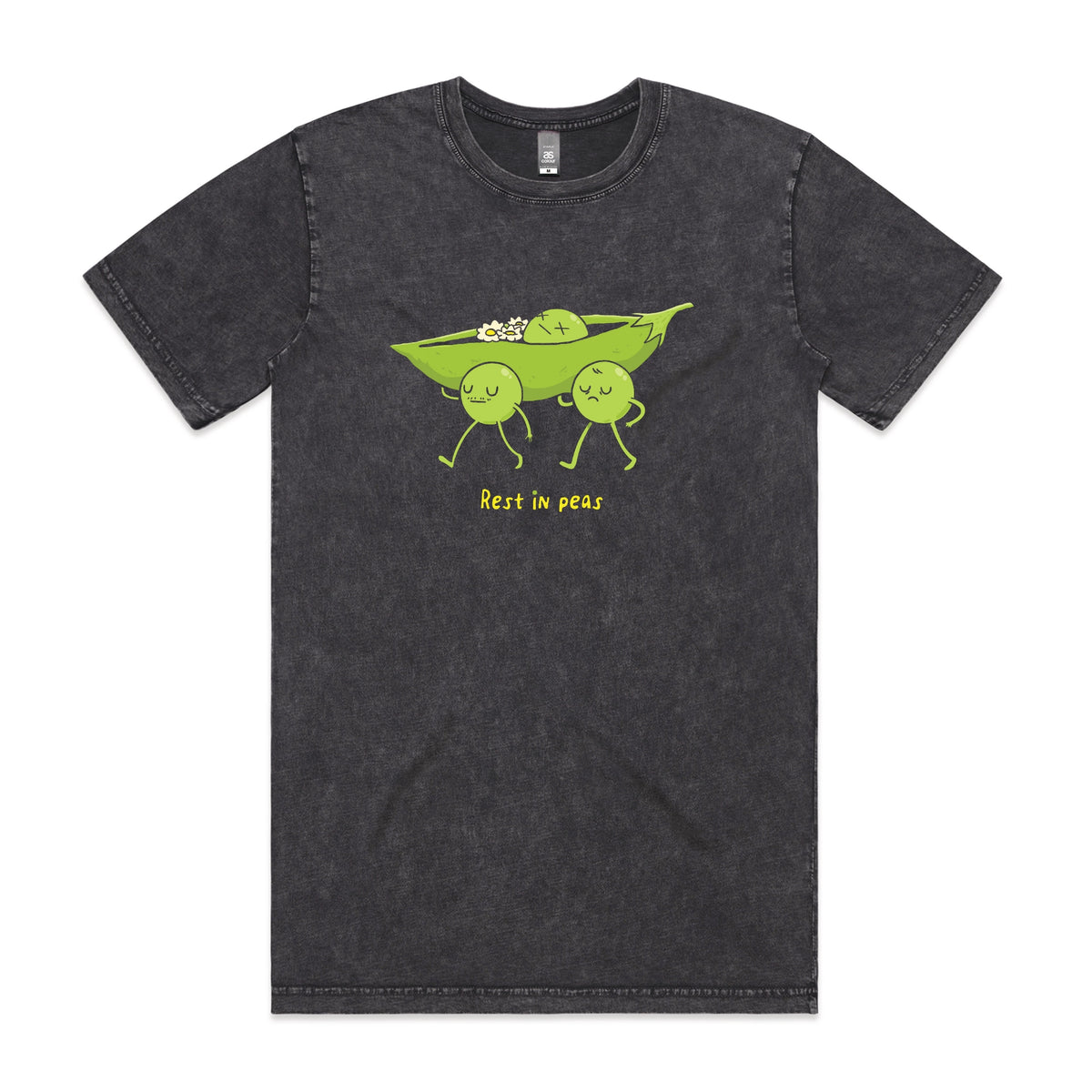Acid Wash unisex t-shirt with Rest In Peas graphic by Lonely Kids Club