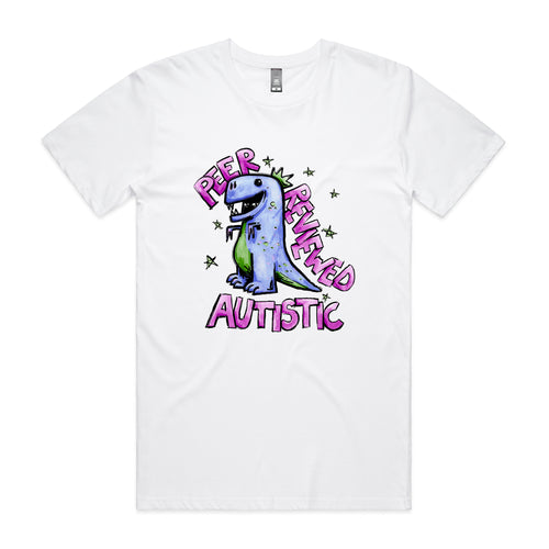 Peer Reviewed Autistic Tee by Lonely Kids Club. All clothing from our T-shirts to our shorts and hoodies are ethically made, and printed packed and shipped from Sydney.