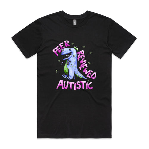 Peer Reviewed Autistic Tee by Lonely Kids Club. All clothing from our T-shirts to our shorts and hoodies are ethically made, and printed packed and shipped from Sydney.